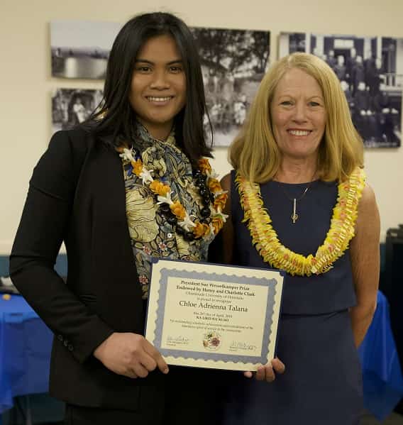 Chloe Talana (President Sue Wesselkamper Prize winner) and Dr. Lynn Babington