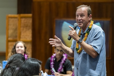 Anton Krucky speaking at the Hogan kick-of event