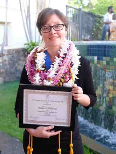 Emma Chisholm graduating from Chaminade