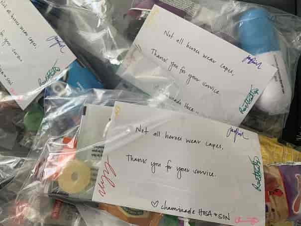Chaminade's HOSA Club's care pacakges