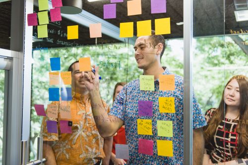MBA students collaborating on a project