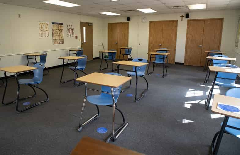 Classroom set up per COVID-19 guidelines