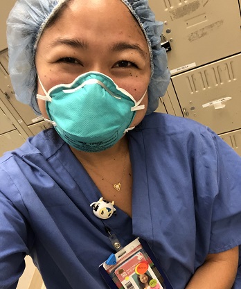 Alyssa Nagai in her face mask