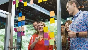 MBA students collaborating on a project