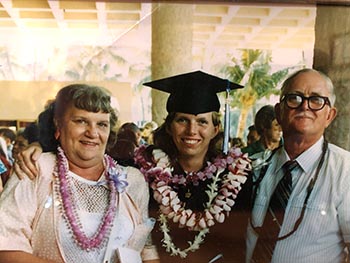 Kristing Stebbins '87 at her Chaminade graduation