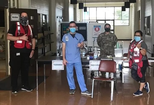 Timothy Dunstan volunteering with the Red Cross Hawaii