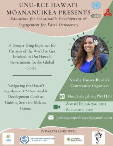 CIFAL Honolulu - UNU-RCE Hawaii Moananuikea Presents Education for Sustainable Development and Engagement for Earth Democracy