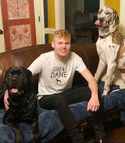 Oliver Carson with his two dogs