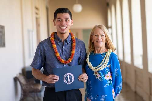 Nainoa Gaspar-Takahashi and Dr. Lynn Babington