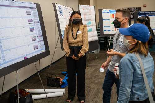 Student presents her research poster at Na Liko Na'auao Symposium