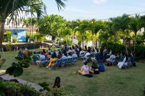 Ramsay Taum speaking at the CIFAL Honolulu speaker series