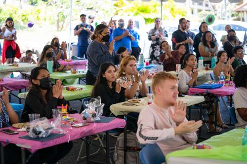 Students clapping during the 2022 Co-Curricular Awards