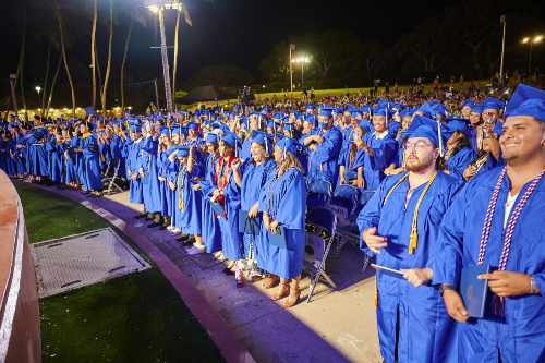 graduates standing at the Spring 2022 Commencement