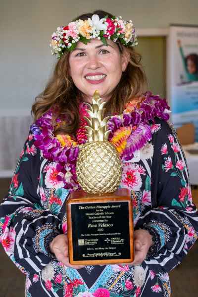 2022 Hawaii Catholic Schools Teacher of the Year awardee Rica Velasco of St. Joseph's Parish School