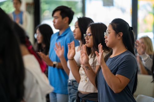 Blessing of hands at the Mystical Rose Oratory