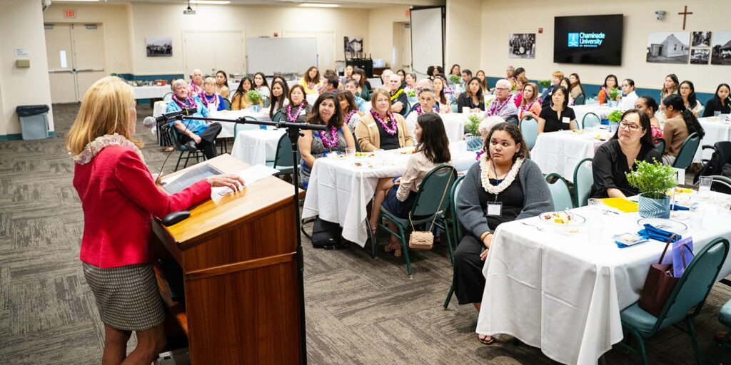 Dr. Lynn Babington Address Scholarship Luncheon Attendees