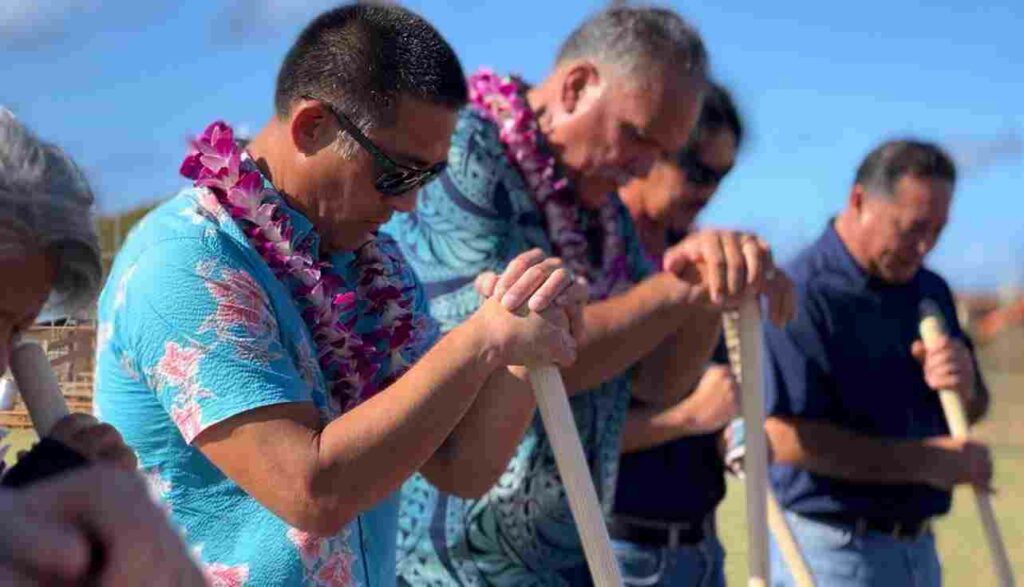 Mayor Derek Kawakami during a groundbreaking ceremony.