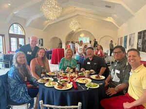 MEA Formation participants included, from left, Frederique Kandel, Ph.D., Father Martin Solma, Jennifer Creech, and Drs. Janet Davidson, Darren Iwamoto, Dustyn Ragasa, and David Carter. Missing is Dr. Tom Buning.
