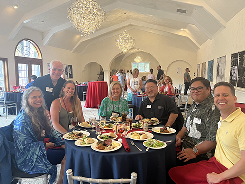 MEA Formation participants included, from left, Frederique Kandel, Ph.D., Father Martin Solma, Jennifer Creech, and Drs. Janet Davidson, Darren Iwamoto, Dustyn Ragasa, and David Carter. Missing is Dr. Tom Buning.