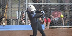 Haley Hayakawa prepare to make contact with the softball.