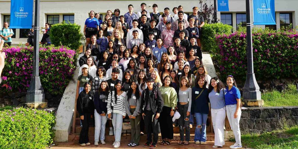 Seventy high school students from Saint Louis, Sacred Hearts Academy and Kapaa High School attended Chaminade's inaugural Early College Summit.