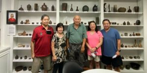 Dr. Mike Fukuchi’s family visited the Barton College Art Department to see the beautiful collection of pottery that Fukuchi left for the school.