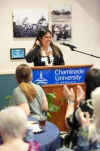 Audrey Pilar '24 thanked donors for taking the chance to believe in her.