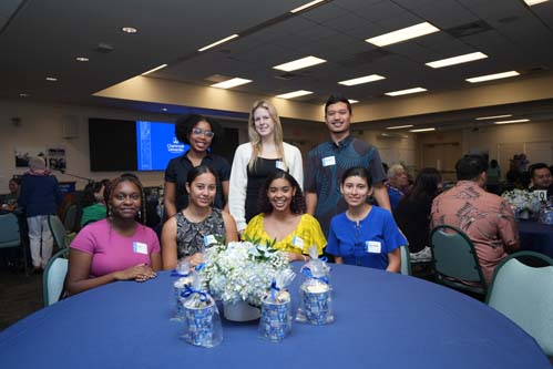 Scholarship Luncehon attendees include, standing from left, Tyanna Hemmings, Leah Carrington and Kaimipono Abella, and seated from left, Keila Anderson, Tessa Stanley, Aniyah Hazen and Ana Isabel Aranda.