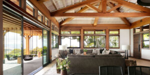 The interior design of this Hawaii Island home offers a natural palette that complement the scenic beauty.