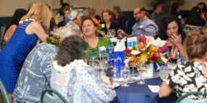 Chaminade President Dr. Lynn Babington mingles with guests throughout the evening.