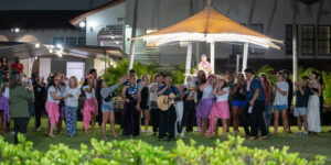 A member of Taotao Marianas Club, Easton DelaCruz had the crowd singing and dancing with him during a performance at the International Extravaganza.