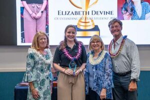 Dr. Lynn Babington, along with Christine and Glenn Hogan, presented Liz Devine with the Outstanding First Year Award.