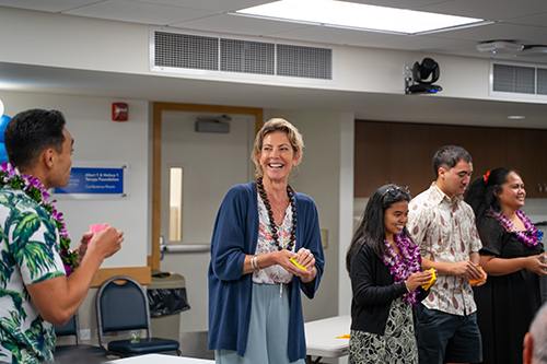 MBA lecturer Wera Panow-Loui and Taisyn Kauhaahaa participated in one of three games that was part of the festivities.