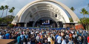 Families and friends of the Class 2024 gathered in and around the perimeter of Waikiki Shell on May 4.
