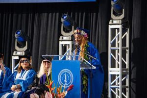 Commencement undergraduate speaker Brittany Johnson spoke of eight life lessons that she has learned over the past 4 years while studying at Chaminade.