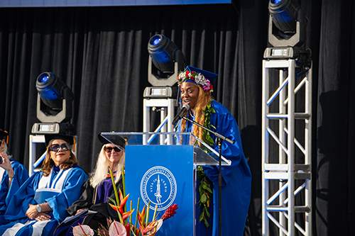 Commencement undergraduate speaker Brittany Johnson spoke of eight life lessons that she has learned over the past 4 years while studying at Chaminade.