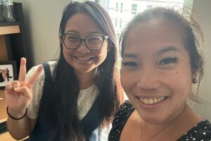 Chaminade’s Program Director with the Undergraduate Research & Pre-Professional Programs, Amber Noguchi, met with Calista Ancog ’27, who is currently an intern at Xavier University in Cincinnati.