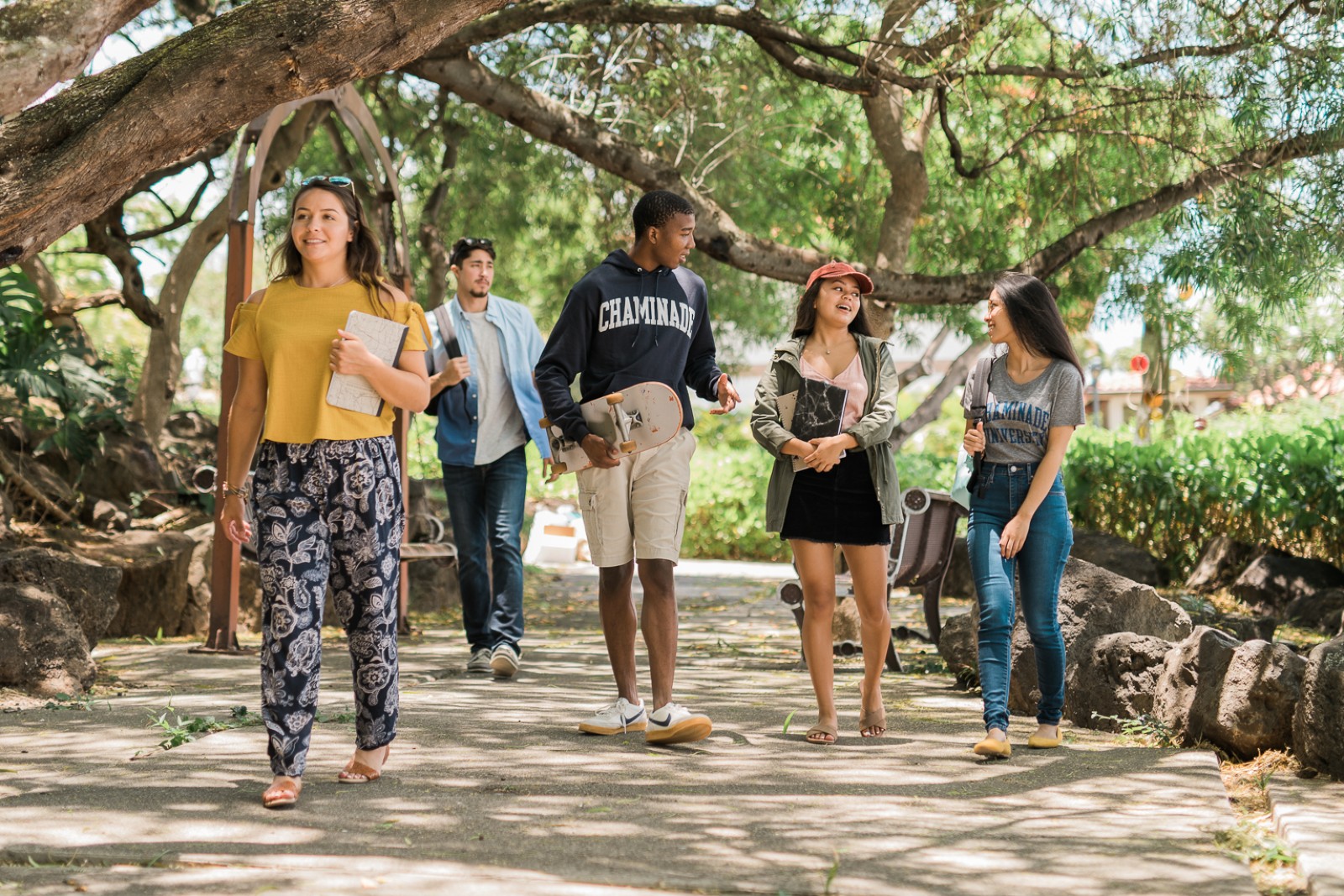 Title IX header students walking together outside