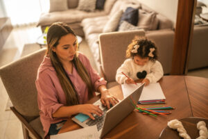 Chaminade's online FLEX program allows parents to obtain their degrees in their own homes and at their own pace.