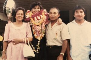 Estela Derr's family, including mom and dad Estelita and Felipe, and younger brother Philip Tabangcura attended her graduation in 1988.