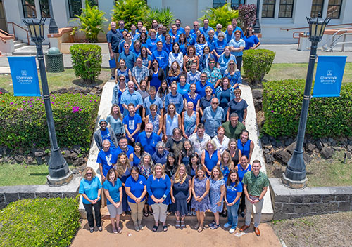 Faculty members gathered for their annual Institute at Eiben Hall.