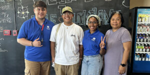 Resident assistants Matthew Lober '26 and Temika Hemmings '25 welcomed incoming freshmen at Lokelani Hall.