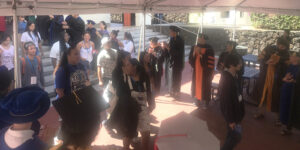 Incoming freshmen file out and walk through a gauntlet of professors after the Academic Convocation.