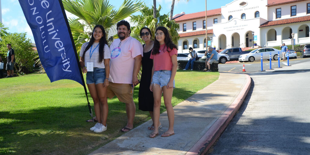 Efron and Denise Lopez with their younger daughter Madeleine helped Alexis adjust to campus life.