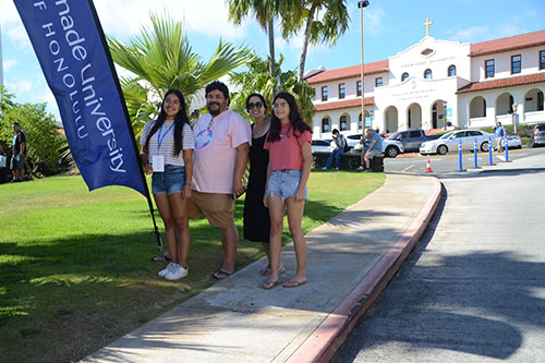 Efren and Denise, with youngest daughter Madeleine, accompanied Alexis to the Chaminade campus.