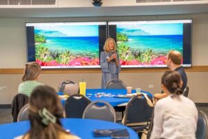Chaminade President Lynn Babington, Ph.D., congratulated the new cohort of Doctor of Nursing programs for advancing their education.