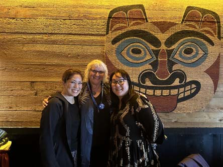Kizzie Jones '90 is flanked by Chaminade Director of Development Heidi Bow, left, and Advancement Vice President Jill Higashi.