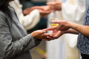Nursing students and other healthcare providers had their hands anointed during the annual St. Luke's Blessing of the Hands.