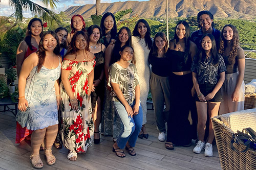Dr. Junghwa Suh with her E+ID students at the ASAID Award Ceremony at DECK at Queen Kapiolani Hotel.