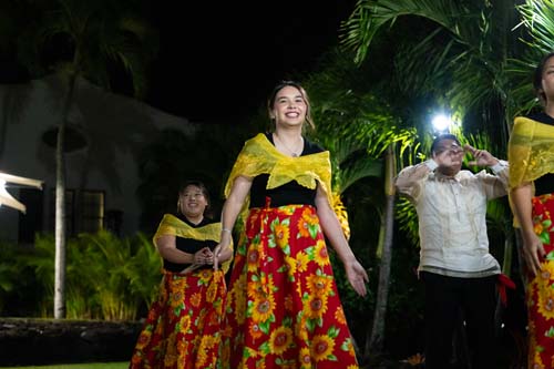 Wearing tradition Filipino clothing, members of The Filipino Club performed traditional dances mixed in with an unexpected rap song.